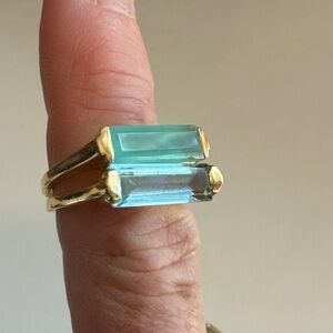 Elegant Gold and Blue Women's Stacking Rings sz 7